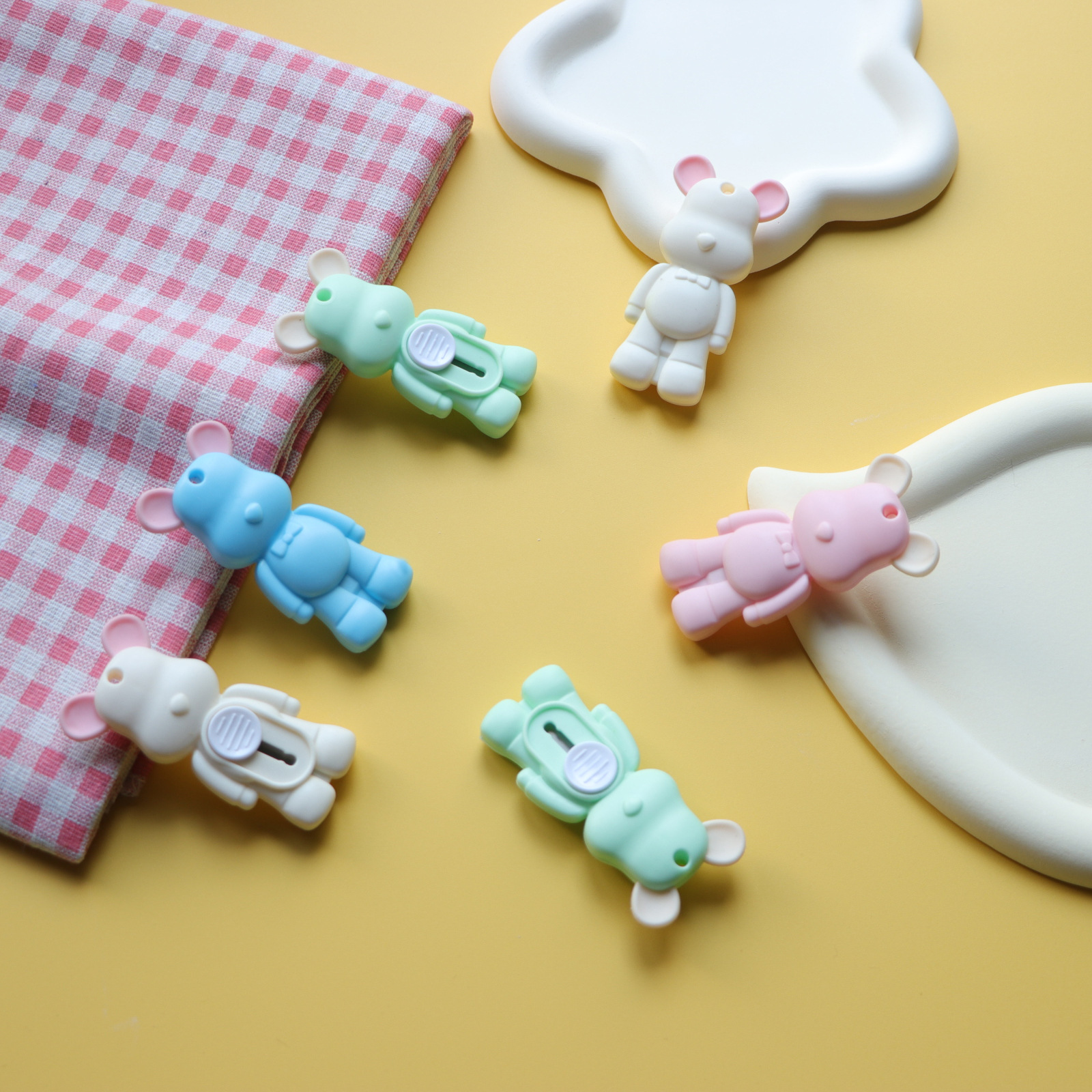 Violento oso cuchillo artístico lindo color caramelo dibujos animados creativo lindo pequeño cuchillo mini cortador de papel papelería hecha a mano estudiantes