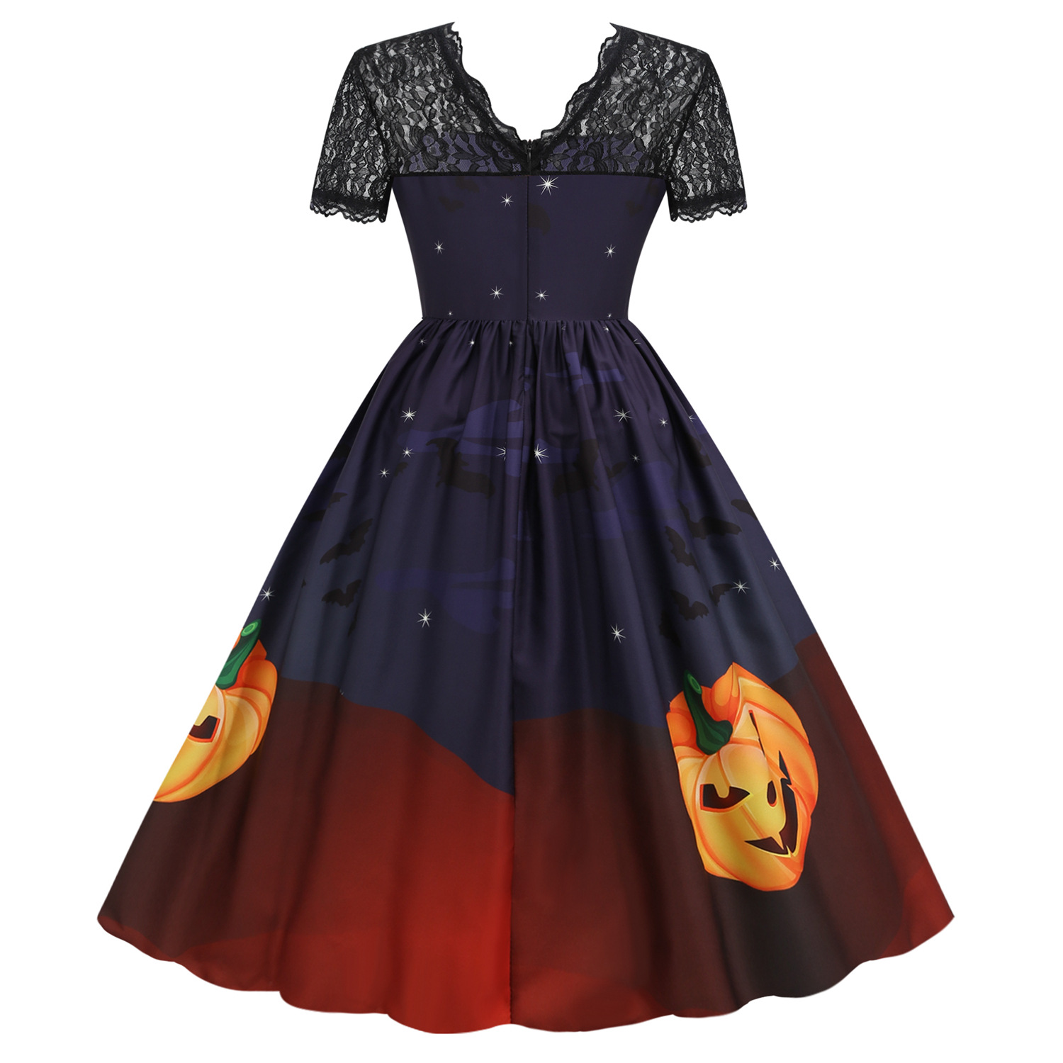 Vestido de gran swing con estampado de manga corta de encaje para mujer 6 colores nihaostyles disfraces de halloween al por mayor NSSAP78837