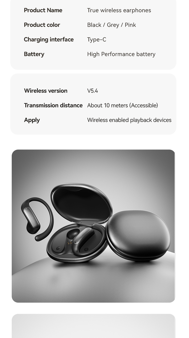 Wireless Sports Ear-hook Headphones With Long Battery Life_voghion.com