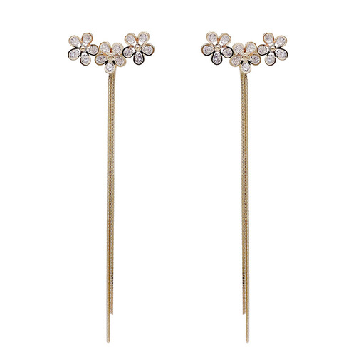 Floral Spring and Summer Silver Needle Small and Exquisite Earrings with Tassels, Long women's earrings, delicate earrings, light luxury earrings, face-shaping earrings