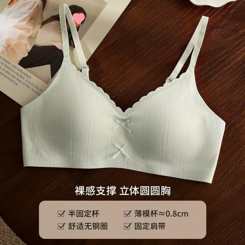 新款夏季内衣女小胸聚拢无钢圈胸罩防下垂收副乳女生舒适薄款文胸|undefined
