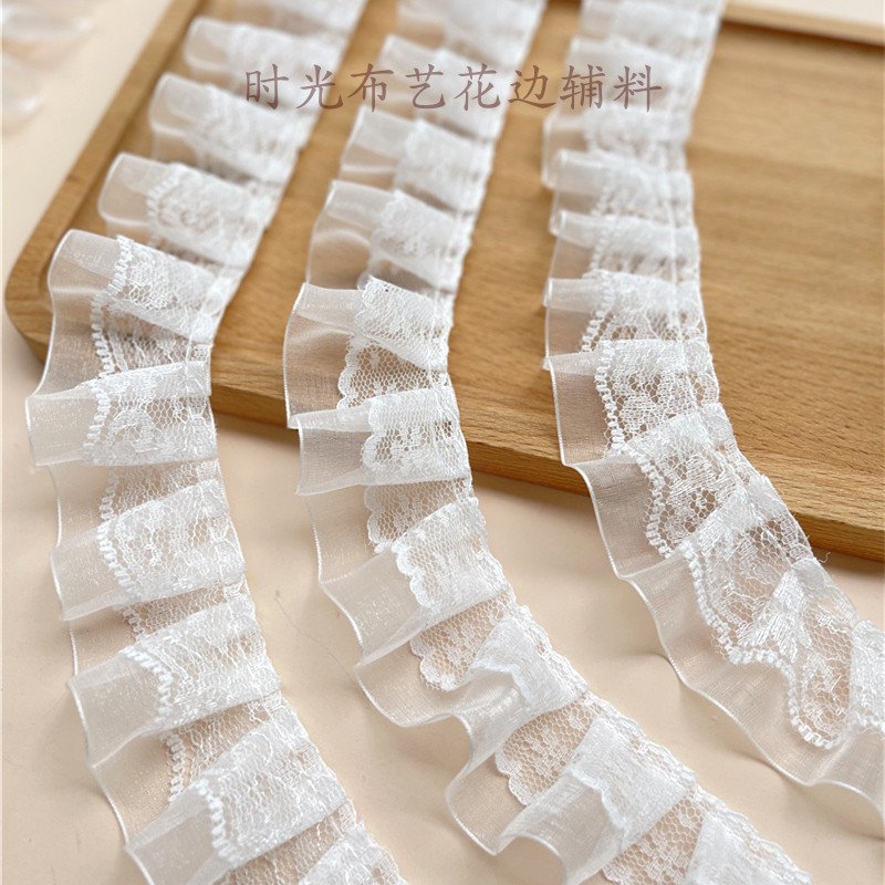 4cm 레이스 주름 장식이 있는 와이드 스노우 원단, 칼라와 소매구두에 사용하는 의류 개조용 홈웨어 레이스 액세서리, 오간자 자수