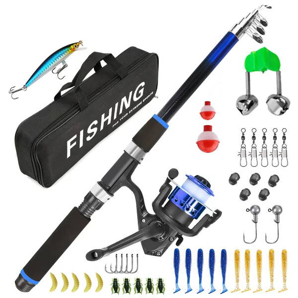 Complete Fishing Rod Set, Fishing Gear Set, Lure Rod, Telescopic Sea Rod, Bait Set, Net, Cross-Border Customization