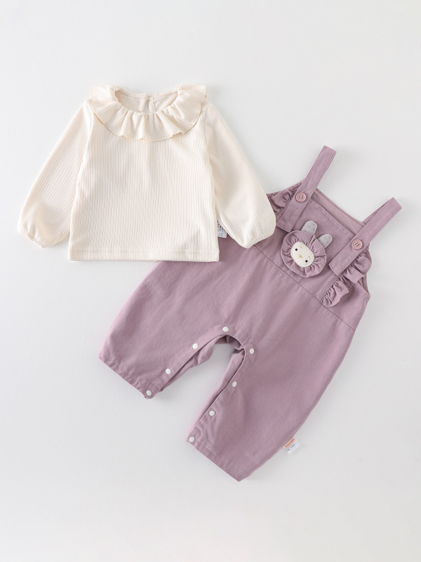 女宝宝衣服秋装背带裤套装婴幼儿春秋季外出服长袖洋气两件套|undefined