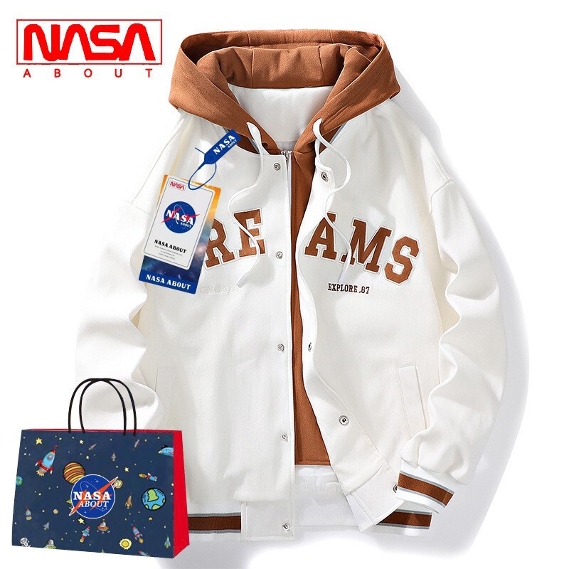 NASA Joint Brand Spring and Autumn Men's Jacket Loose Casual Plus Size Plus Size Fatty fleece-lined Winter Baseball Suit Jacket