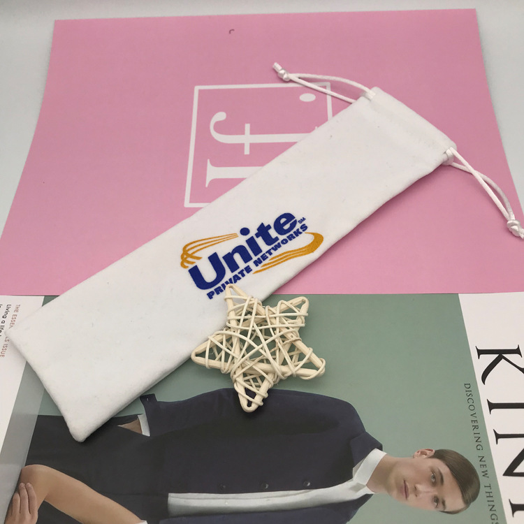 新款环保吸管收纳袋餐具棉麻束口袋松紧玻璃吸管口风琴帆布袋logo