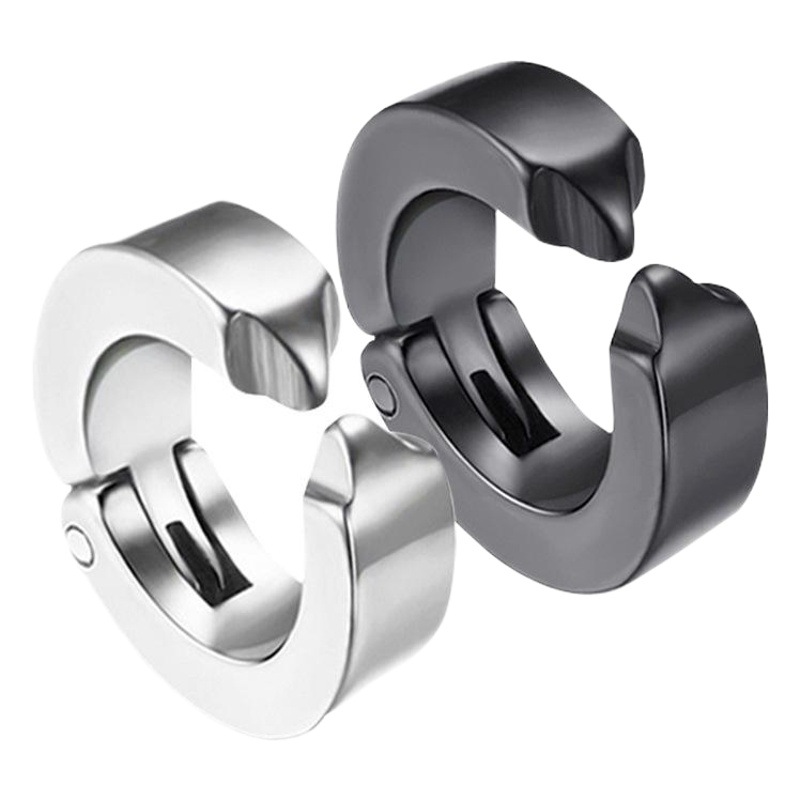 Ear Clips Without Piercings for Men and Women, Titanium Steel Fake Earrings, Glossy Stainless Steel, Aliexpress, Taobao Factory Direct Sales