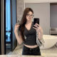 Bow Grey V-neck Short-sleeved T-shirt Women's Summer Slim-fit Slimming Spice Girl Lace Stitching Niche Short Top