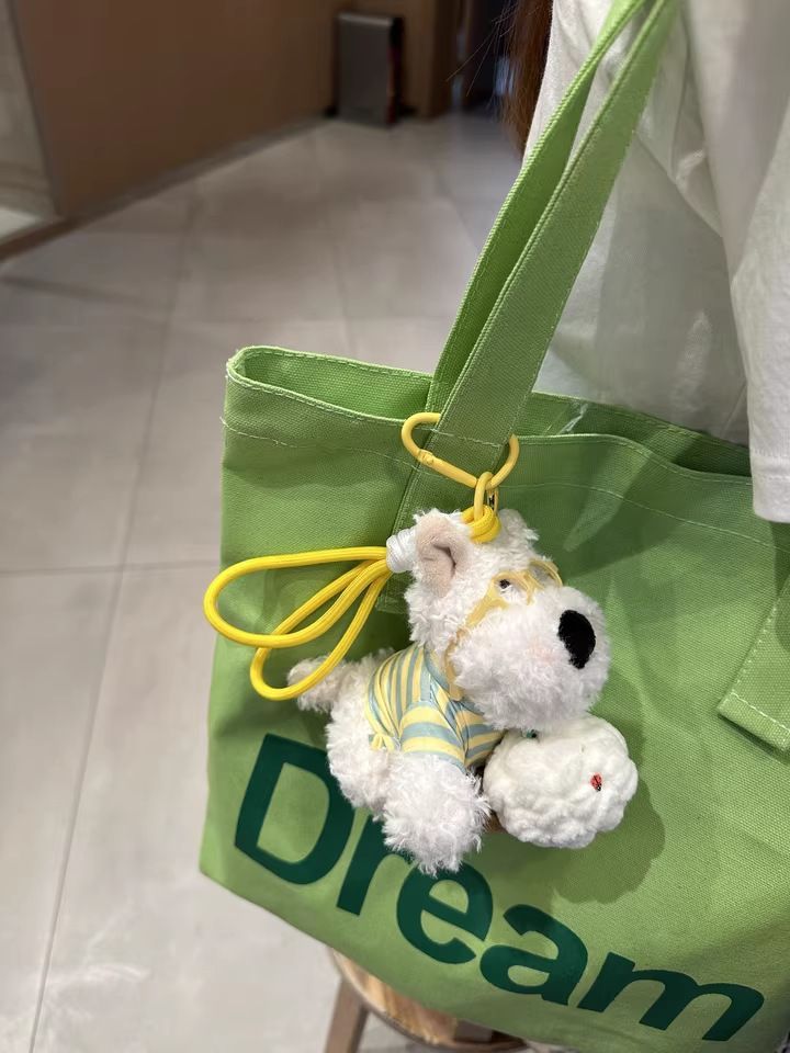 Cute ice cream doodle puppy plush pendant, West Highland bag pendant, bag decoration, gift for best friends, car decoration