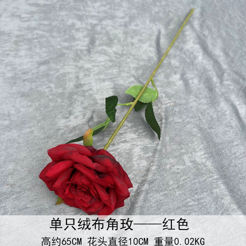 Artificial Rosa sola franela Rosa flor artificial boda decoración del hotel decoración del hogar arreglo de flores flor artificial Rose