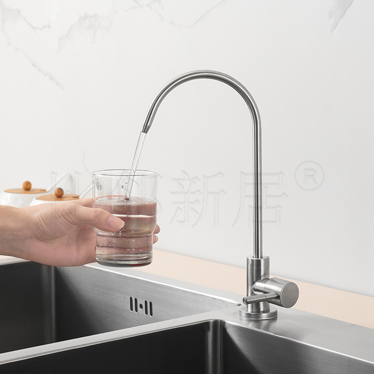 Factory wholesale 304 stainless steel single-cooling kitchen sink, elbow pipe, rotating sink, direct drinking purified water faucet full figure