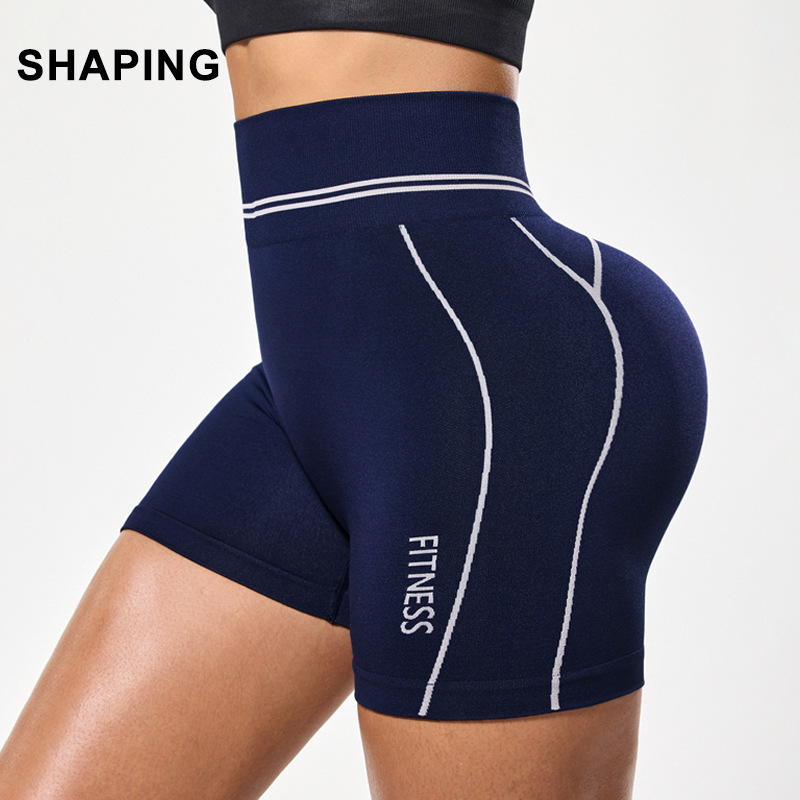 Pantalones cortos deportivos personalizados transfronterizos, cintura alta, cadera desnuda, pantalones de yoga secos rápidos, pantalones deportivos europeos y estadounidenses