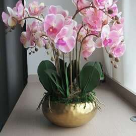 金色花瓶摆件欧式简约客厅陶瓷插花花盆样板间瓷器烟灰缸茶几花r^