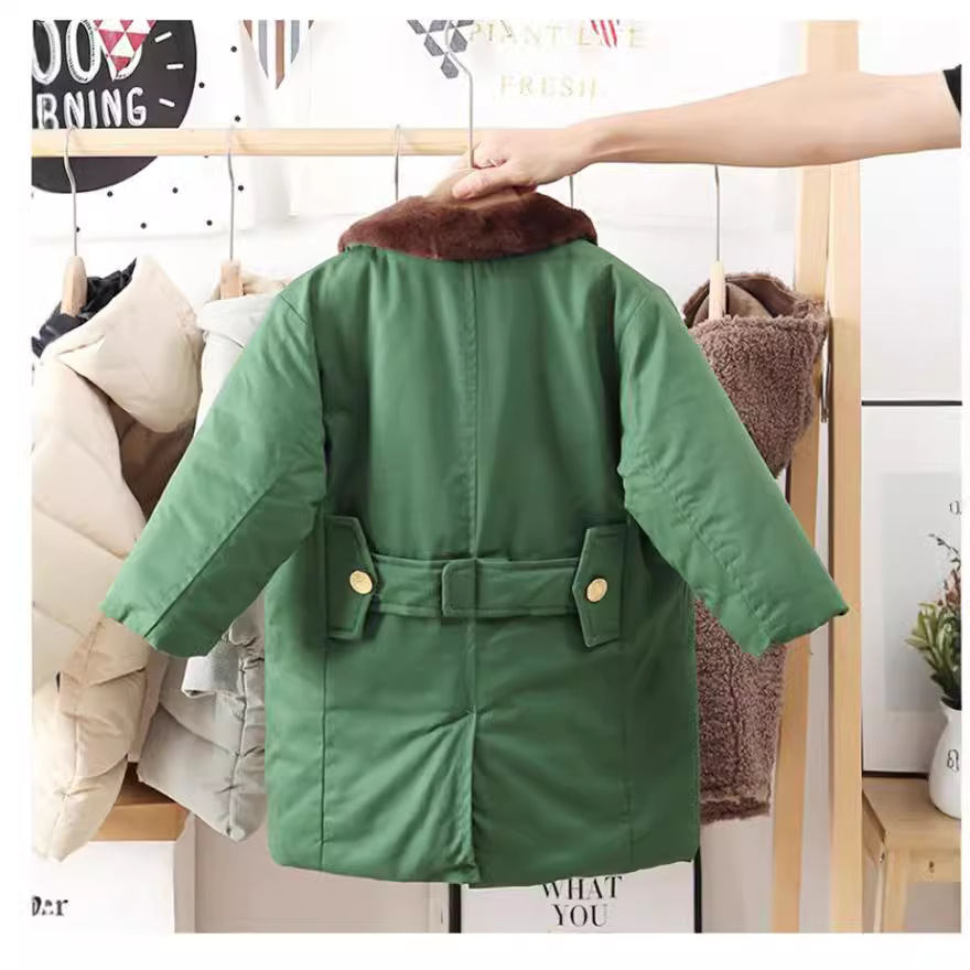 Kinderkleidung Kinder Militärmantel mit Baumwolle und dicker warmer mittlerer und langer Winterkleidung Retromantel Netz Promi-Baumwollmantel mit Samt_voghion.com