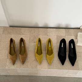 法式简约尖头折叠浅口单鞋女2026年春新款细跟通勤百搭气质高跟鞋