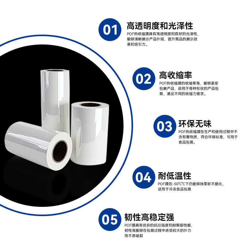 POF bolsa de película retráctil térmica belleza caja de teléfono móvil película de embalaje botella botella botella etiqueta película de té bebida agua mineral película de sellado