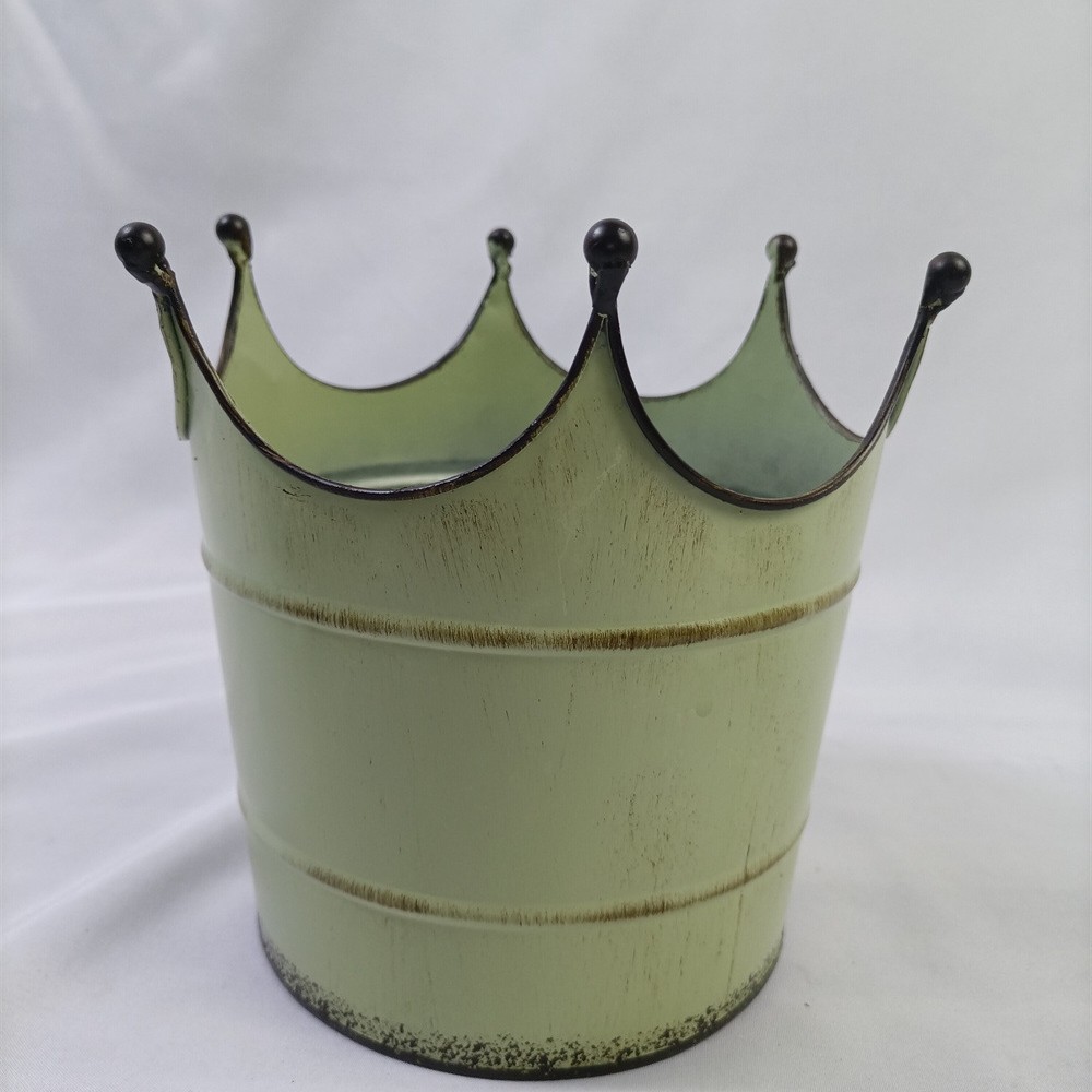 크라운 아이언 꽃 냄비 녹색