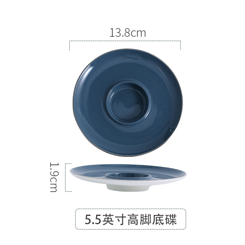 五つ星ホテル専用の高級ボーンチャイナ製色釉食器セット、グラデーショングレーと金縁の精巧な皿、ボウル、カップ|undefined