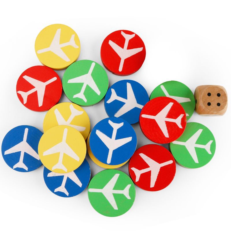 Shaped Checkers Board Game Flying Chess Flying Chess Wooden Round Game Chess He Plane Pattern Wooden Chess