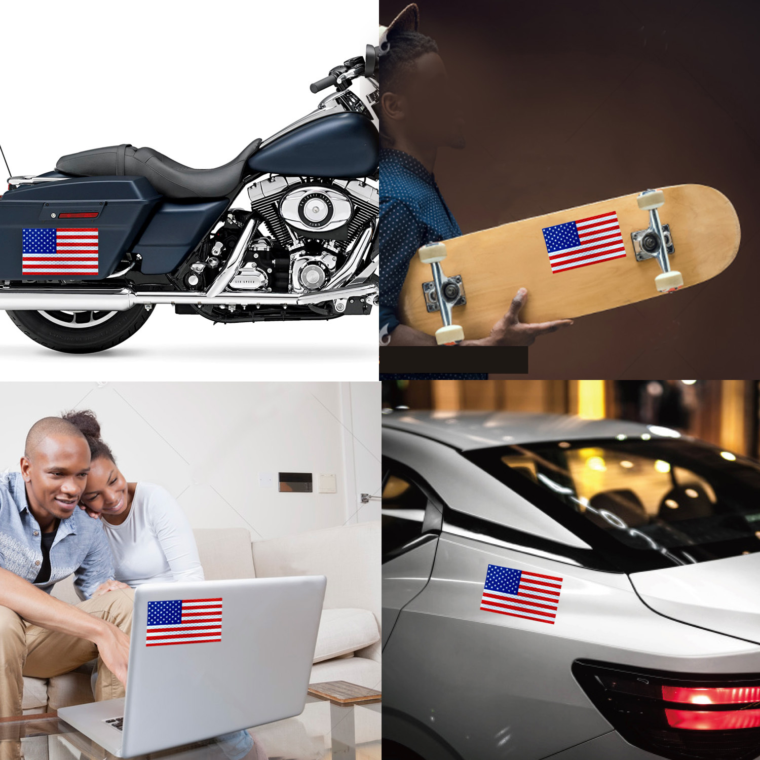Amazonas grado de diamante fuerte reflexión bandera de los Estados Unidos auto pegatinas parachoques de motocicleta pegatinas se pueden personalizar