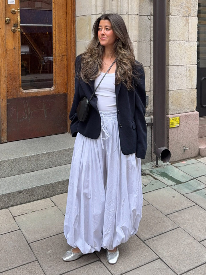 Quần harem ống rộng cotton dáng lửng lưng vừa phong cách đường phố — Màu hồng, Màu kaki, Màu mơ, Màu xanh da trời chi tiết 48