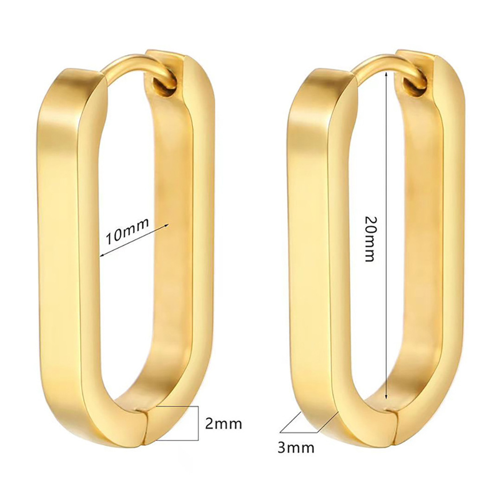 12g Weight Stainless Steel Ear Needle Material 1 Pair Simple Style Oval Plating Stainless Steel Earrings