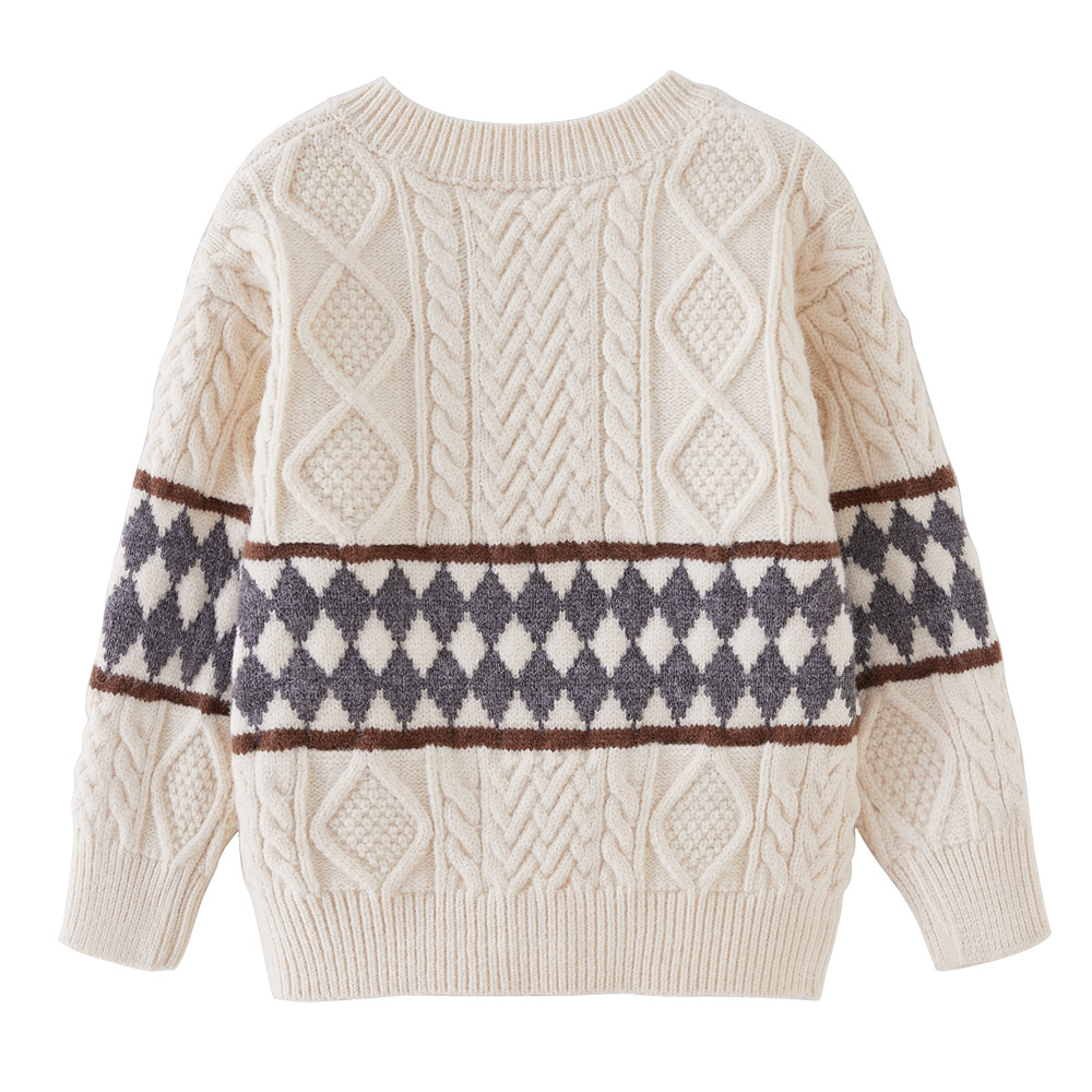 Ropa para niños Otoño e Invierno engrosada suéter para niños cardigan pequeños niños y niñas suéter cardigan abrigo de lana superior al por mayor