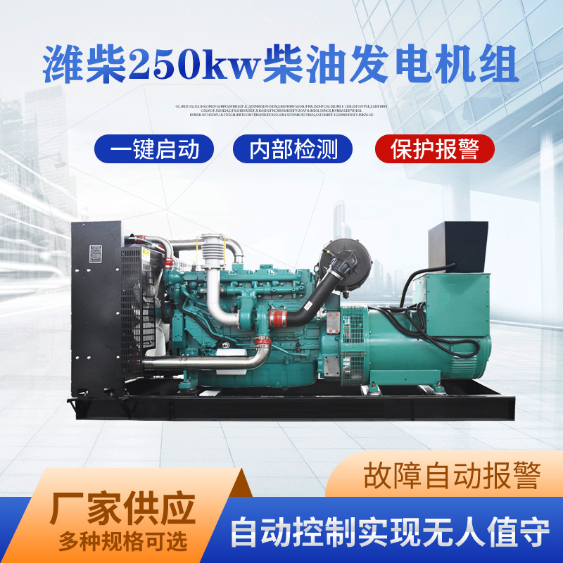 潍柴250kw柴油发电机组商用酒店超市住宅250千瓦柴油发电机组