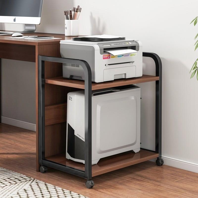 搁物放置办公室架子可移动放打印机置物架桌边落地柜电脑主机托架
