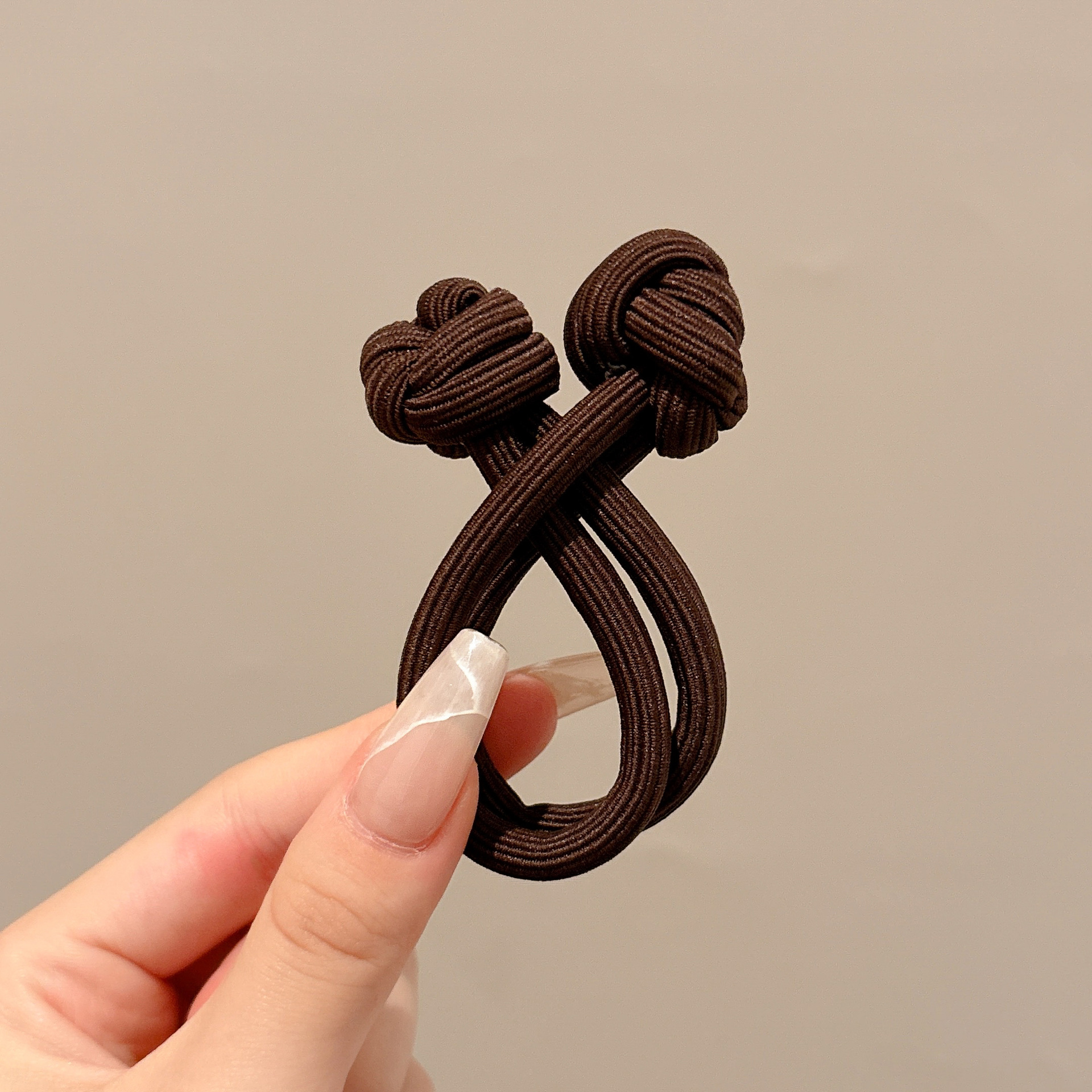 Cuerda para el cabello retro Maillard, temperamento femenino, cuerda para el cabeza duradera, banda de goma para el cabello de alta gama, tocado de lazo para el cabello de cola de caballo alta