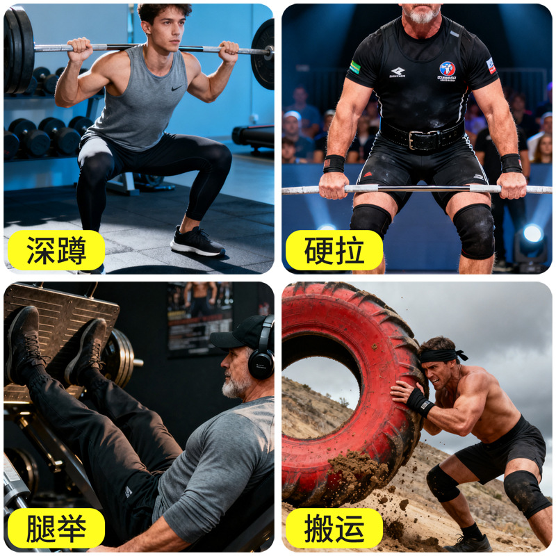 Deportes y fitness levantamiento de pesas de doble capa espesa nylon sentadilla presión bondage rodilla protector de entrenamiento de fuerza al aire libre