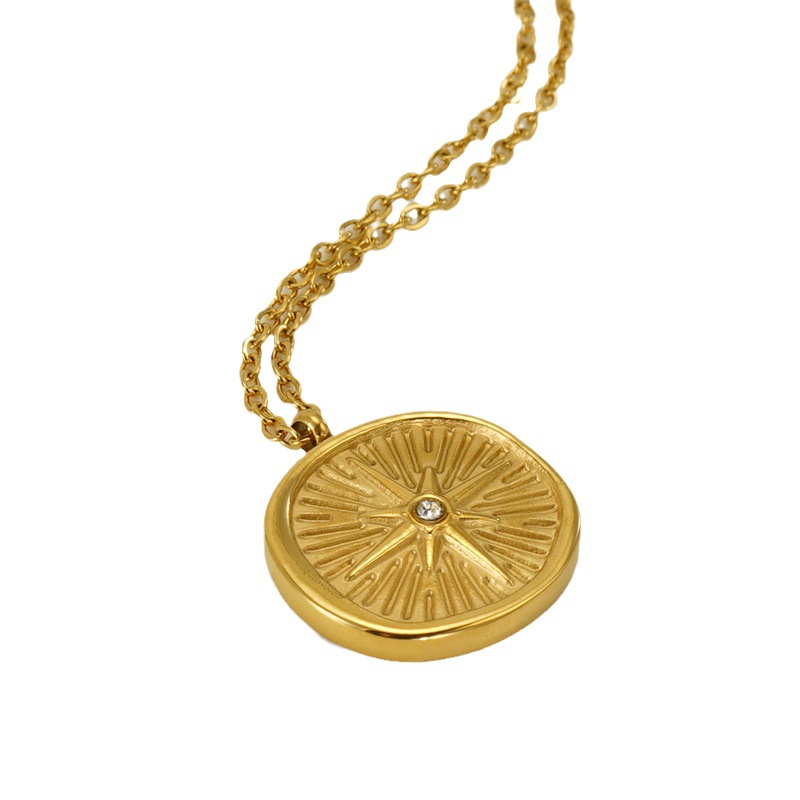 Acero inoxidable transfronterizo Europa y los Estados Unidos moda ins ocho Maung estrella diamante retro COLLAR COLGANTE pequeño fresco Luz de lujo viento