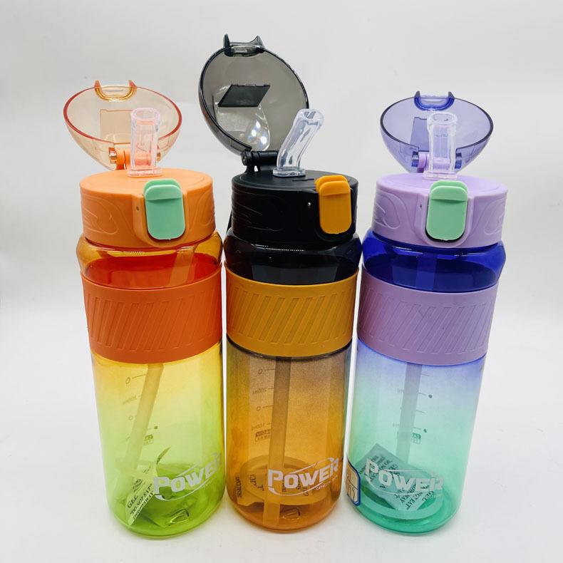 Weilong 9039 nuevo gradiente de color paja taza de agua brillante color fresco hermoso plástico taza Estudiante Adulto taza de agua