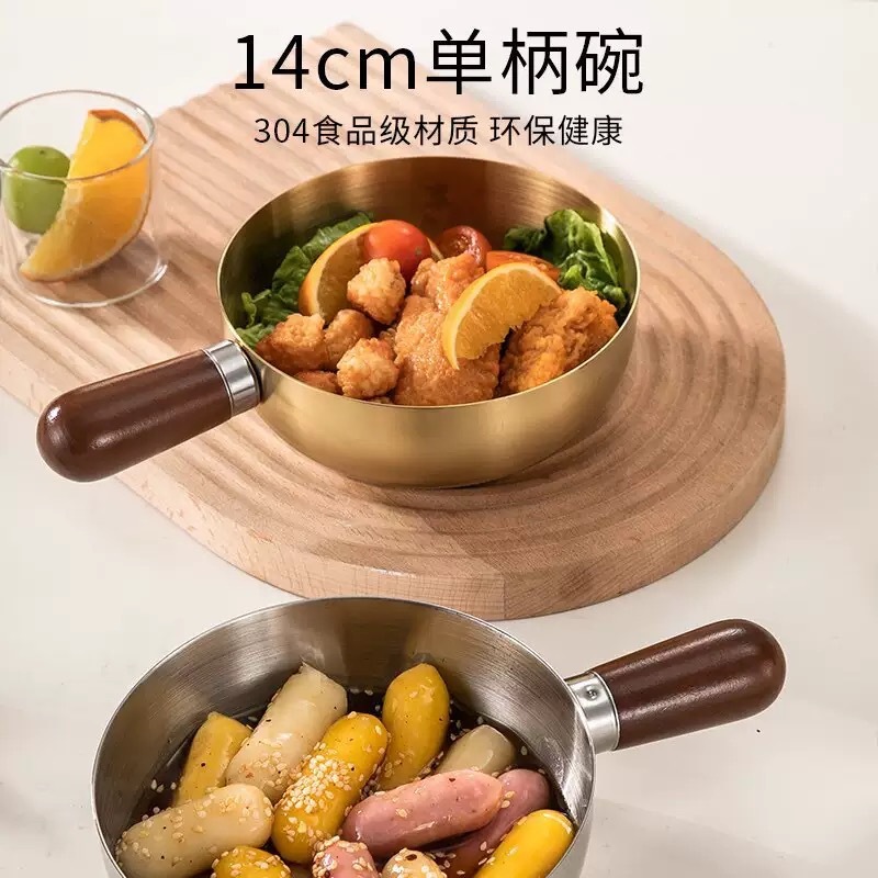 極厚ステンレス製インスタントラーメンボウル、スナックボウル、木製ハンドル付き卵ボウル、サラダボウル、火傷防止、落下防止ライスボウル、高温耐性|undefined