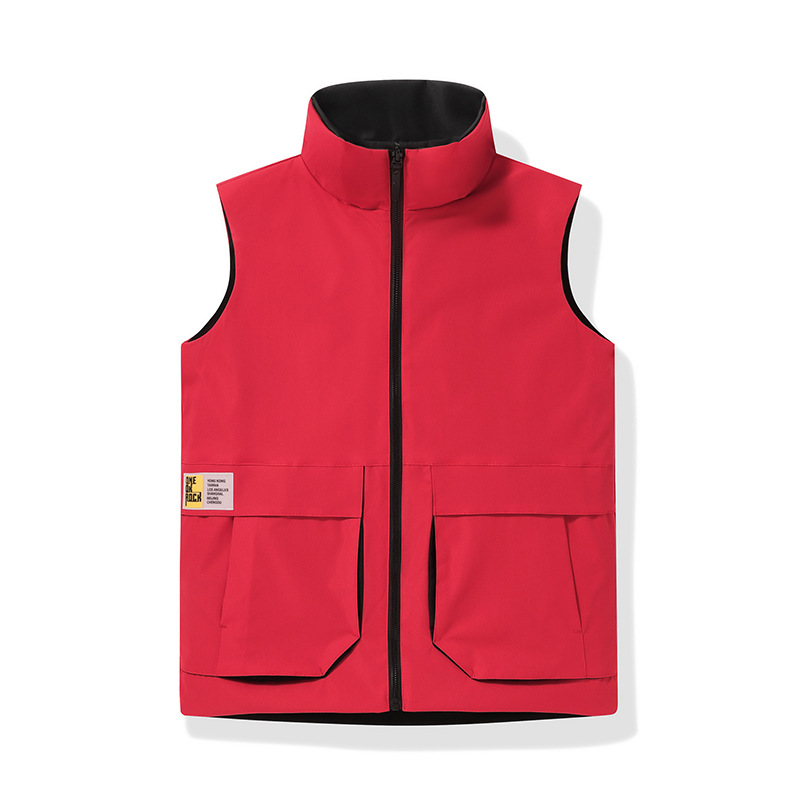 Primavera y otoño popular soporte collar chaleco juventud ropa de trabajo casual de doble cara chaleco color sólido fino