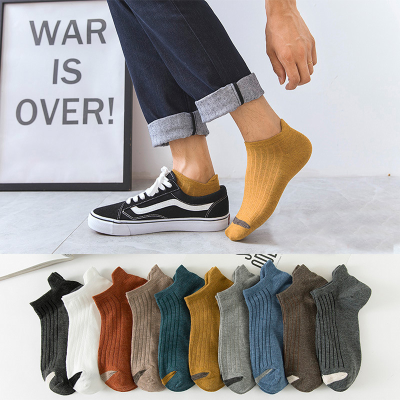 Socks men's short socks spring and autumn low-top boat Socks sweat-absorbent cotton trend sports Joker Tilt ins tide shallow mouth wholesale