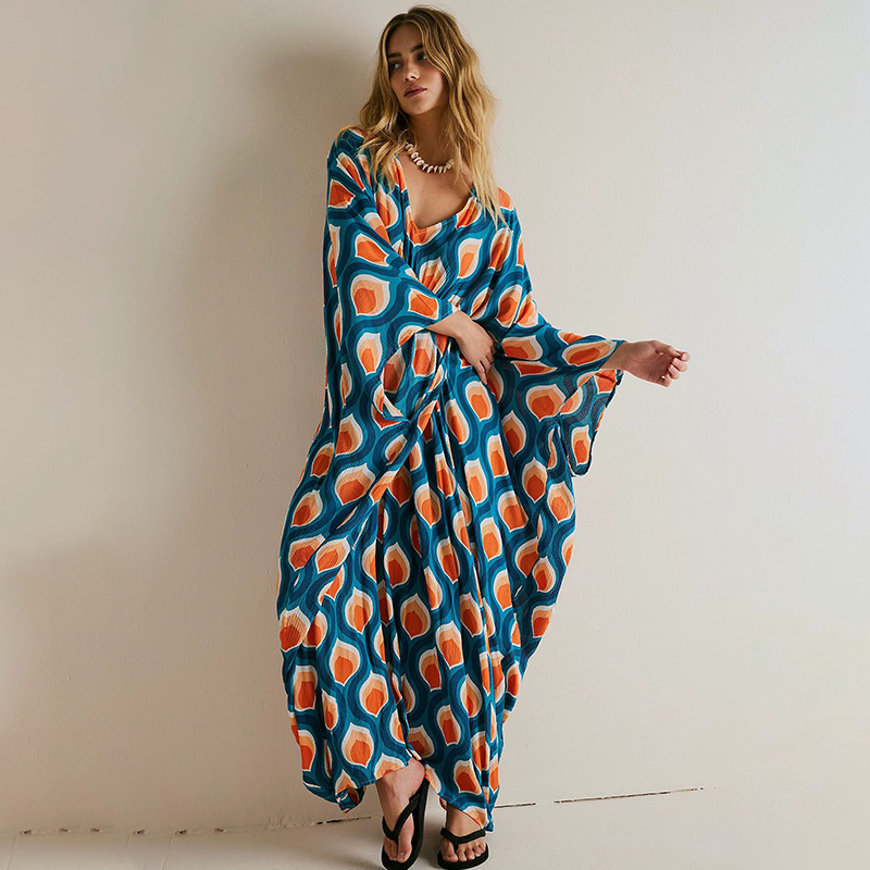 Women's Regular Dress Vacation Round Neck Long Sleeve Printing Maxi Long Dress Holiday Daily display picture 5