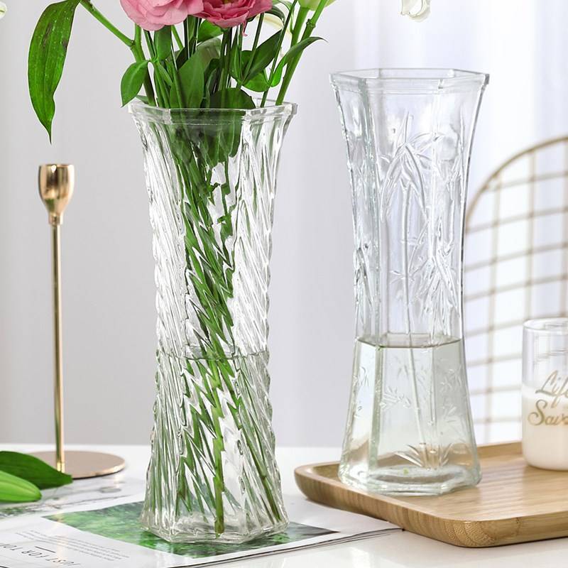 大号富贵竹花瓶插花家用客厅玻璃透明的养观音转运水竹放绿箩水养
