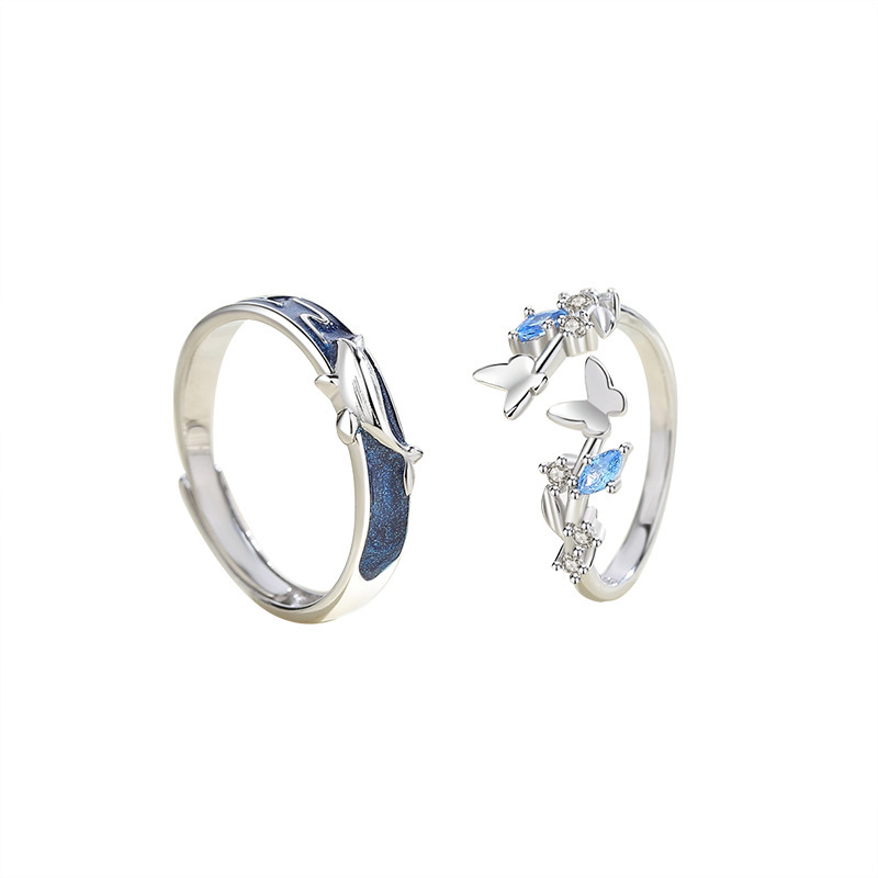 Bagues de couple Yunmeng Baleine Paire Mode Papillon Frais Index Bagues de Couple Tendance et Originales_voghion.com