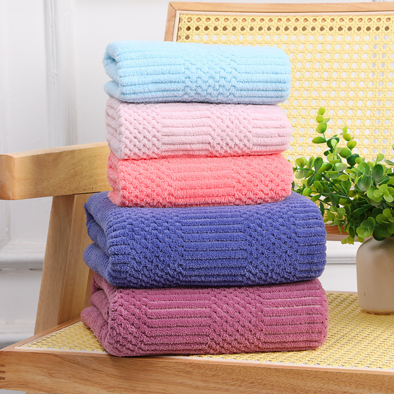 toalla de coral de alta densidad toalla de baño de absorción de agua para el hogar seco rápido engrosado toalla de cabello seco engrosado toalla de regalo de color simple
