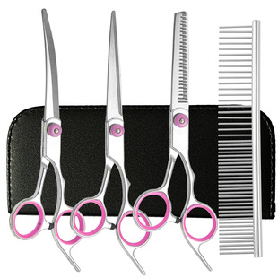 Cross-border wholesale direct selling pet scissors dog shearing scissors wool bending scissors thin tooth scissors pet beauty scissors