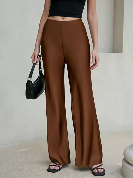 Cross-Border Amazon Acetate Satin Wide-Leg Pants for Women, Light Luxury High-End Casual Pants, High-Waisted Drapey Straight-Leg Long Pants