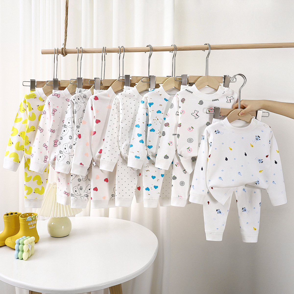 Children's Underwear Set Pure Cotton New Boys' Autumn Pajamas Girls' Baby Autumn Clothes and Pants Home Wear Children's Clothing Wholesale