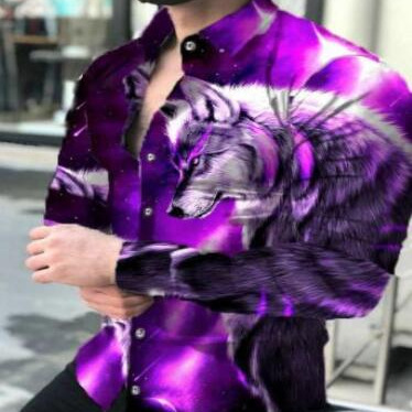 2023 Europea y América primavera nuevos hombres 3D impreso personalizado de solapa casual Camisa de manga larga de los hombres más tamaño camisa de los hombres