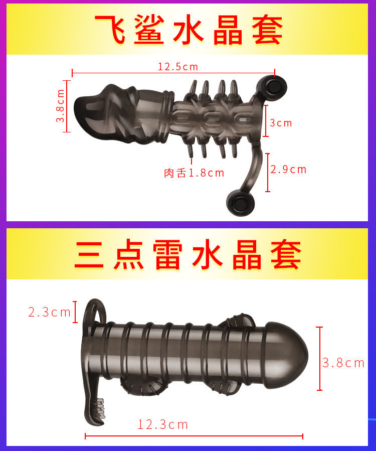 Vibrating Wolf Tooth Condom Sleeve, Textured Delay Penis Sleeve for Men — detail image 4