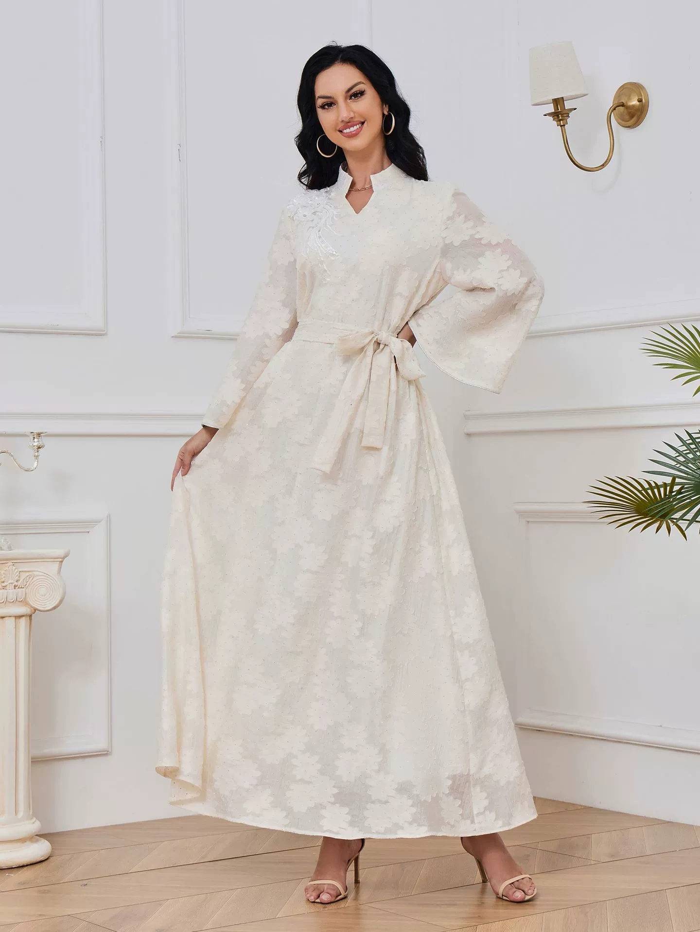 MT059 Европейский Jacquard Абаи: арабское мужское одеяние в элегантном национальном стиле