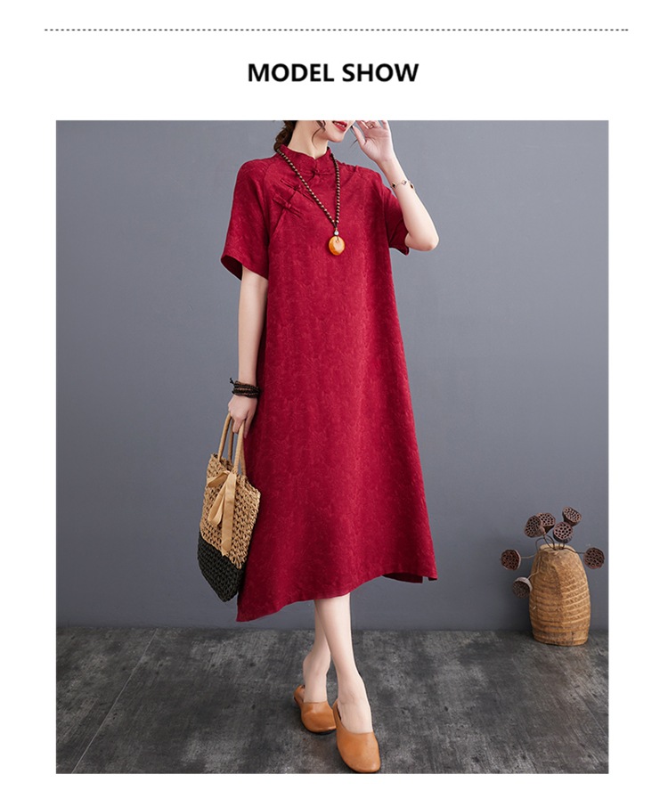 Plus-size Linen Muslim Dress With Button-up Detail And Vintage Style_voghion.com