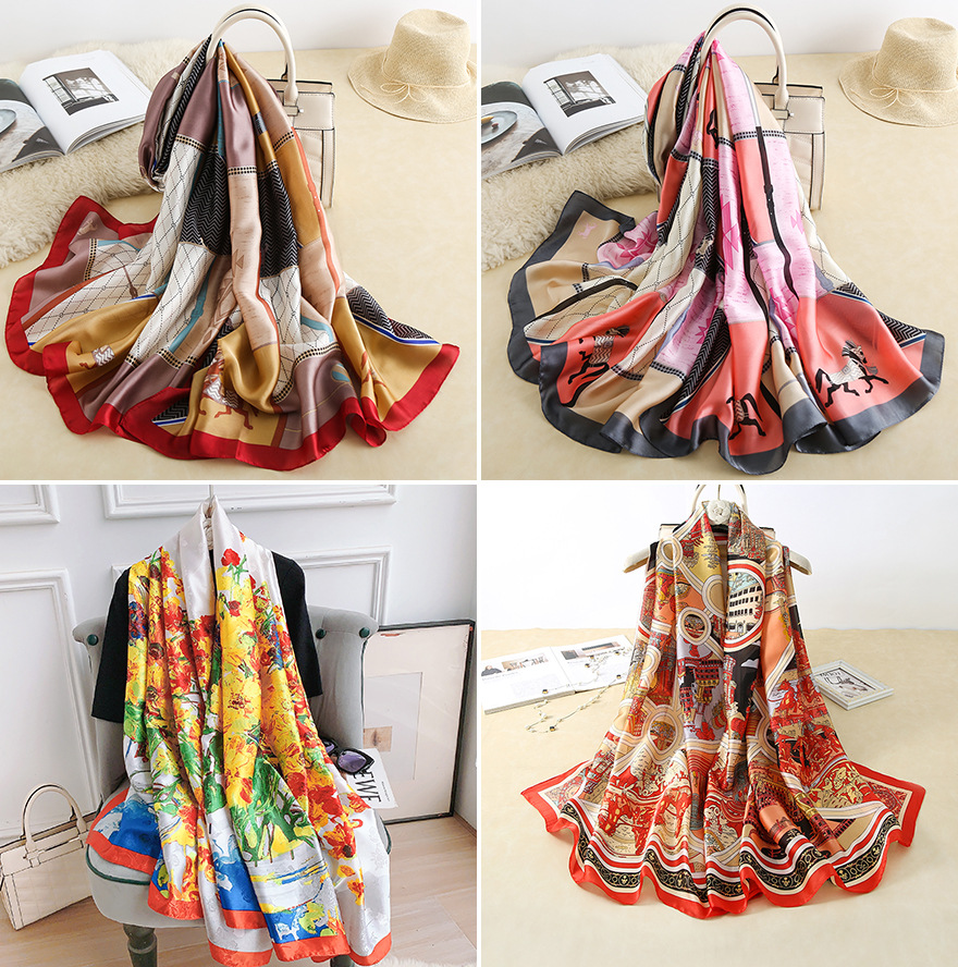 Bufanda roja de las mujeres Año Nuevo regalo de Navidad bufanda festiva impresión exquisita sensación suave bufanda fabricante en stock