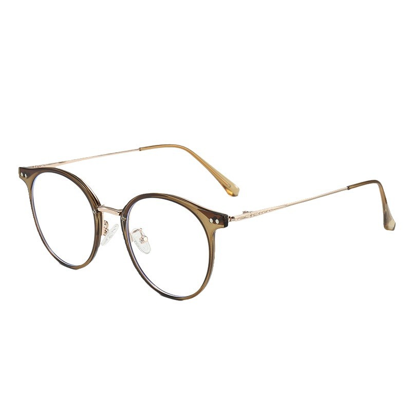 Nuevos marcos redondos marrones fríos anteojos de luz azul TR90 marcos de gafas para hombres y mujeres pueden equiparse con marcos de gafas de miopía