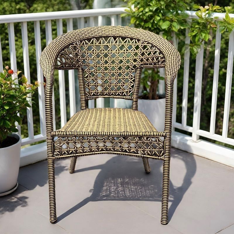 Rattan Chair Factory Wholesale Simple Leisure Single Rattan Chair with Backrest for the Elderly, Three-Piece Set, Rattan Weaving for Balcony, Courtyard, Outdoor Use
